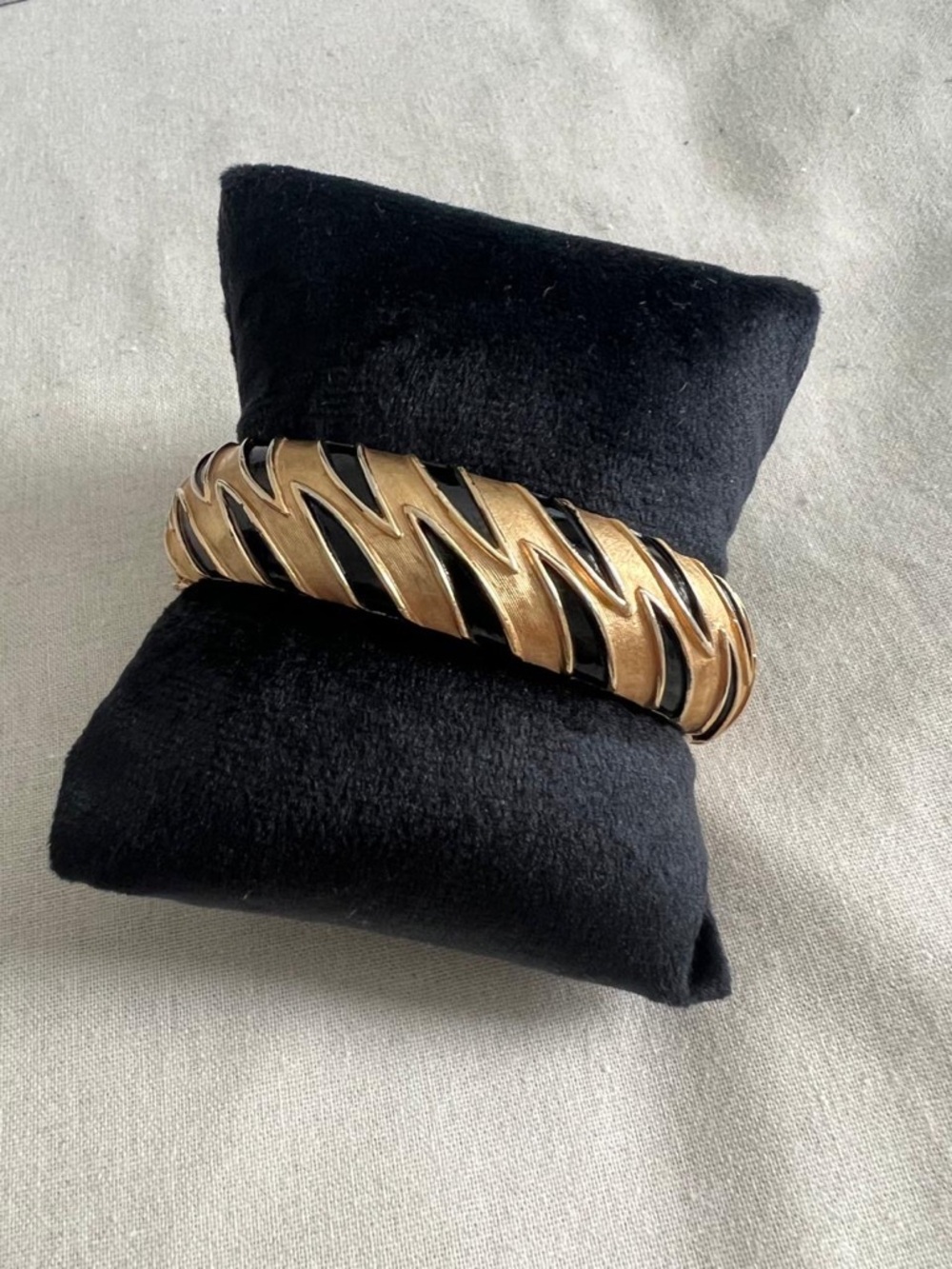 Trifari Signed Tiger Print Cuff Bracelet